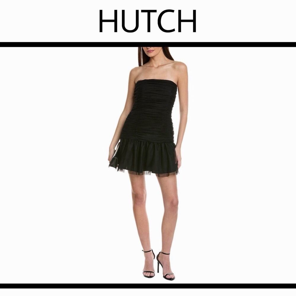 Hutch Raney Off-The-Shoulder Mini Dress Black Women's Sz 4 Prom